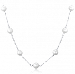 MINET Stříbrný náhrdelník s přírodními perlami Ag 925/1000 12,05g