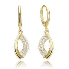 MINET Pozlátené elegantné strieborné náušnice s bielymi zirkónmi