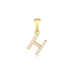 Pozlátený strieborný prívesok so zirkónmi písmeno H JVD SVLP0948XH2BIG