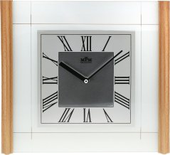 Nástenné sklenené hodiny s dreveným dekorom MPM E07.2715.53