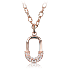 MINET Luxusní rosegold stříbrný náhrdelník se zirkonem