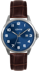 LAVVU Stříbrno-hnědé pánské hodinky ÖREBRO