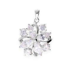 Nerezový prívesok Floral Elegance - strieborné farby - SPD.8260
