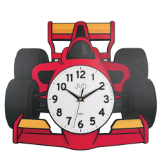 Dětské dřevěné nástěnné hodiny s tichým chodem s motivem formule JVD HJ116