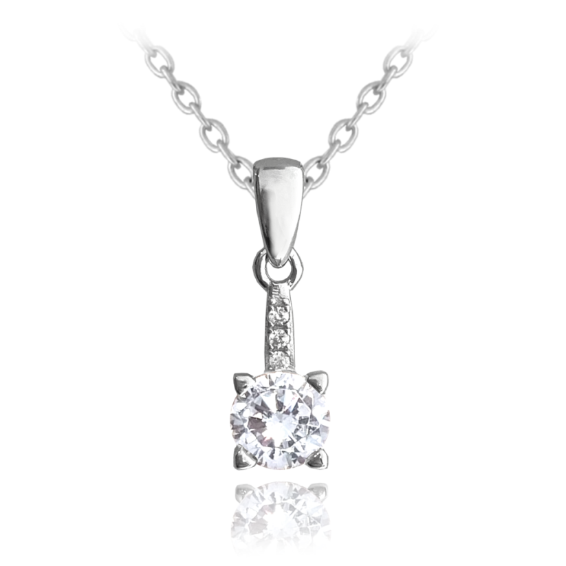 MINET Elegantný strieborný náhrdelník s bielym zirkónom