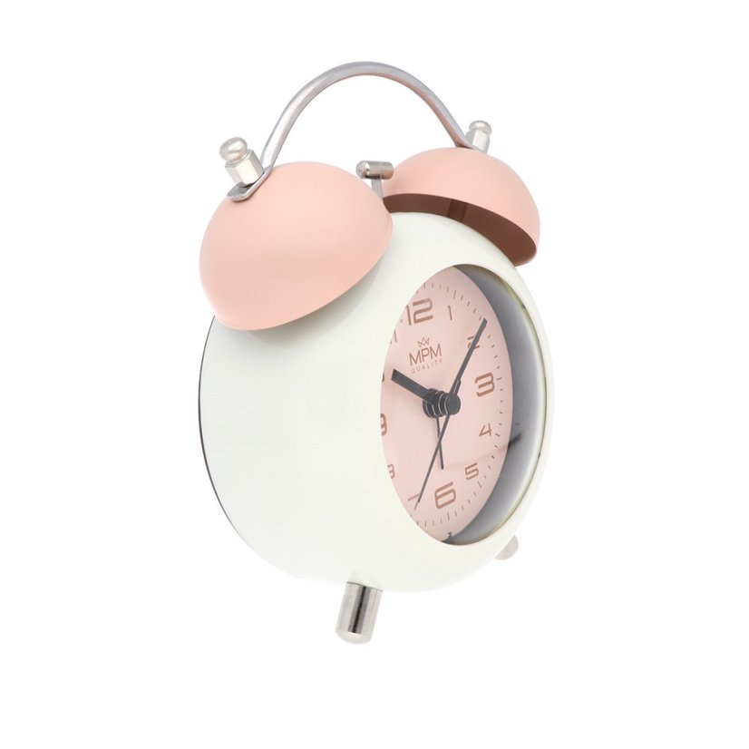 Designový kovový budík s klasickým mechanickým zvoněním MPM Kitty - A - C01.4433.23