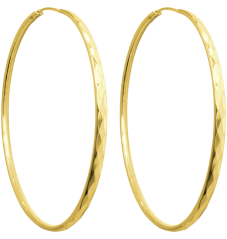 MINET Pozlacené broušené stříbrné náušnice KRUHY 7 cm