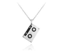 Retro stříbrný náhrdelník MINET KAZETA JMAN0096SN45