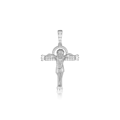 Strieborný prívesok so zirkónmi krížik JVD SVLP1430XK6BI00