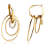 MINET Zlaté náušnice trojité oválky s bielymi zirkónmi Au 585/1000 2,75g
