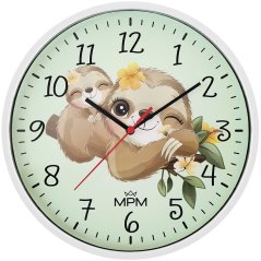 Detské nástenné hodiny s tichým chodom MPM Lenochod - E01M.4267.00