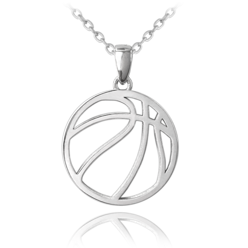 MINET Strieborný náhrdelník BASKETBALOVÁ LOPTA