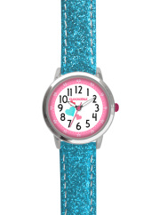 CLOCKODILE Tyrkysové třpytivé dívčí dětské hodinky HEARTS