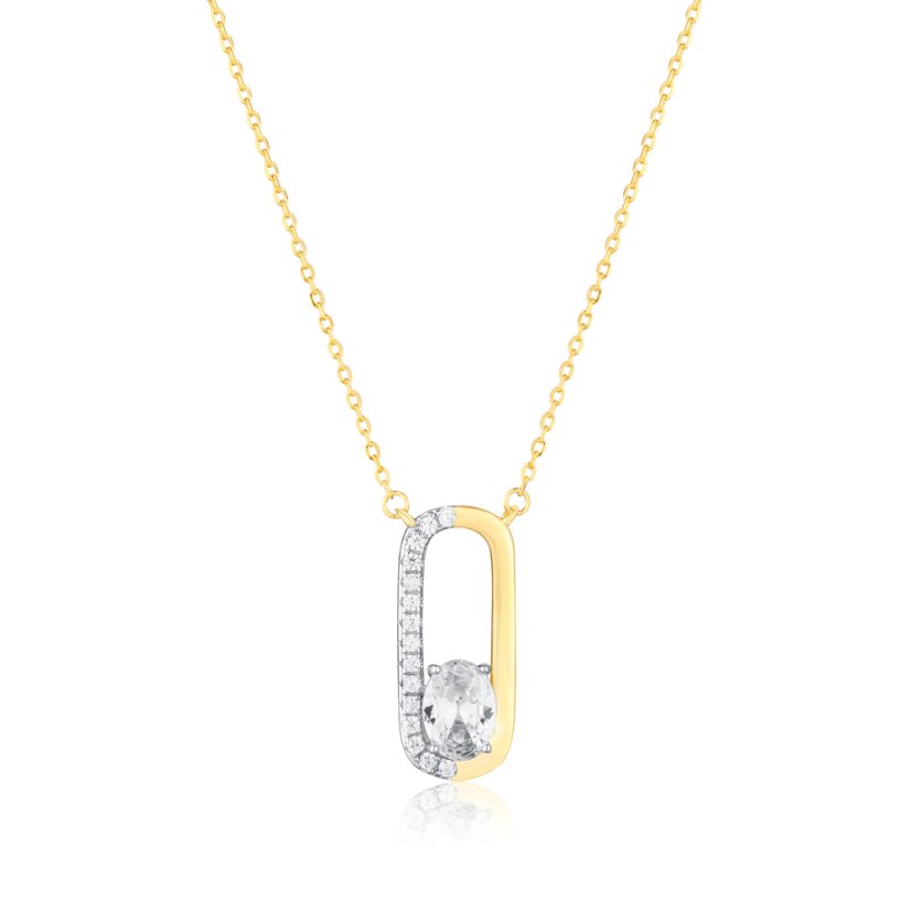 Pozlátený strieborný náhrdelník so zirkónmi JVD SVLN0992SH2GO45