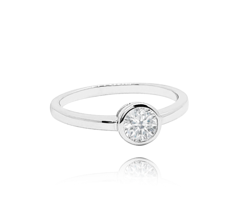 MINET Decentní stříbrný prsten s bílým zirkonem vel. 48