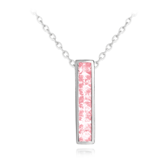 Třpytivý stříbrný náhrdelník MINET s velkými růžovými zirkony