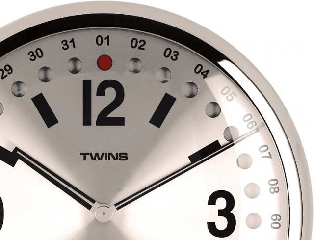 Nástenné hodiny Twins 14 silver 32cm