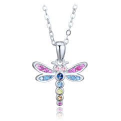 MINET Stříbrné dětské náušnice vážka se zirkony