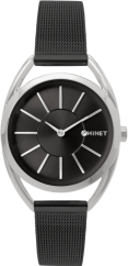 MINET Stříbrno-černé dámské hodinky ICON BLACK MESH