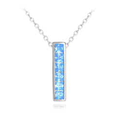 Trblietavý strieborný náhrdelník MINET s veľkými svetlo modrými zirkónmi