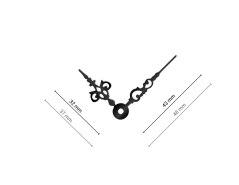 Stredné čierne hliníkové ručičky na hodiny Antik 43 mm | 32 mm