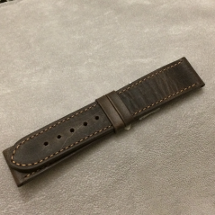 Tmavo hnedý prešitý remienok LAVVU SPORT z luxusnej kože Top Grain - 20 LSAUC20