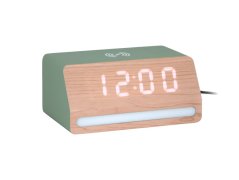 LED hodiny-budík 6078GR Karlsson s nabíjačkou smartfónov 16cm