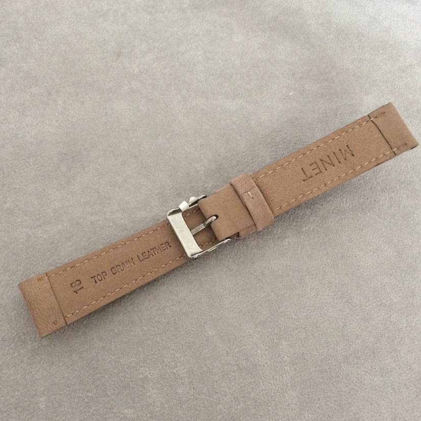 Svetlo hnedý prešitý kožený remienok MINET z jemného nubuku - 18 MSNUC18