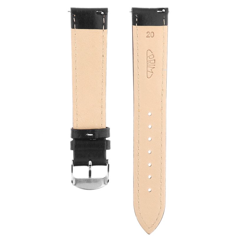 Predĺžený kožený remienok na hodinky PRIM RB.13196 (20 mm - XL) - čierny - RB.13196.2018.9000.XL