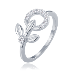 MINET Elegantní stříbrný prsten kytička s bílými zirkony vel. 55