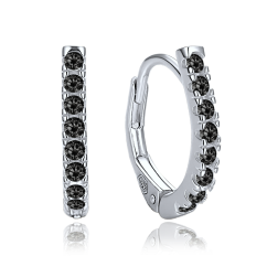 MINET Elegantné strieborné náušnice s čiernymi zirkónmi