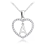 MINET Stříbrný náhrdelník písmeno v srdíčku "A" se zirkony