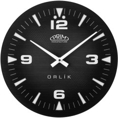 Skleněné nástěnné hodiny Prim Orlík III - černé - E09.5541.9090