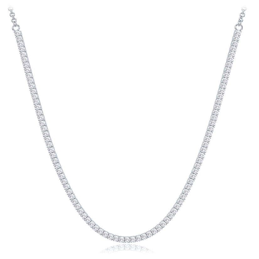 MINET Strieborný tenisový náhrdelník s bielymi zirkónmi