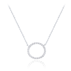 MINET Náhrdelník z bieleho zlata krúžok s bielymi zirkónmi Au 585/1000 2,20g