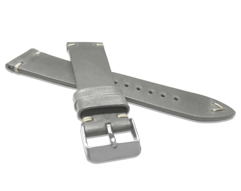 Šedý prešitý remienok LAVVU RETRO z luxusnej kože Top Grain - 24 LSNUA24