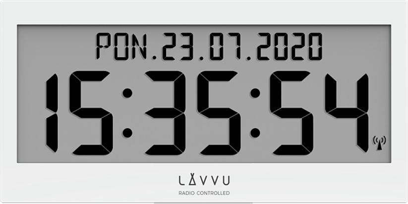 Biele digitálne hodiny s češtinou LAVVU MODIG riadené rádiovým signálom LCX0010
