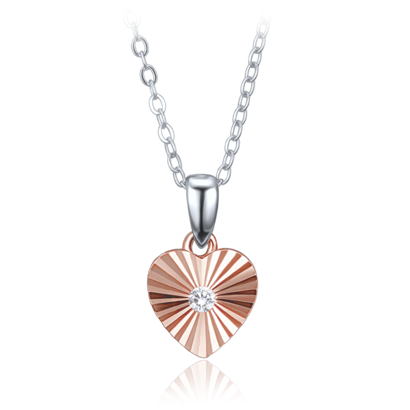 MINET Decentní rosegold stříbrný náhrdelník srdce se zirkonem MINET Decentní rosegold stříbrný náhrdelník srdce se zirkonem
