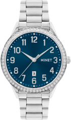 MINET Strieborno-modré dámske hodinky Avenue s číslami