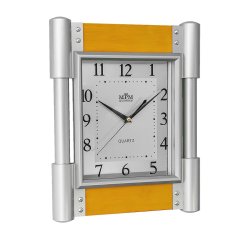 Nástenné hodiny s tichým chodom MPM Rotter - strieborné/svetlo hnedé - WO135.C