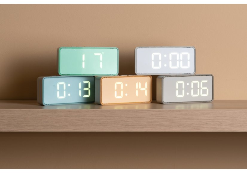 Designové LED hodiny - budík 6040BL Karlsson 14cm