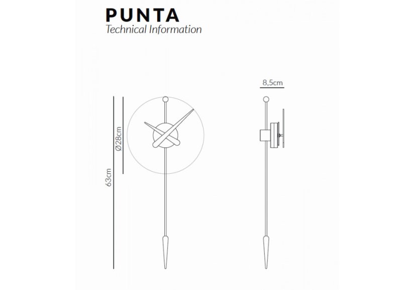 Dizajnové nástenné hodiny Nomon Punta BW 63cm