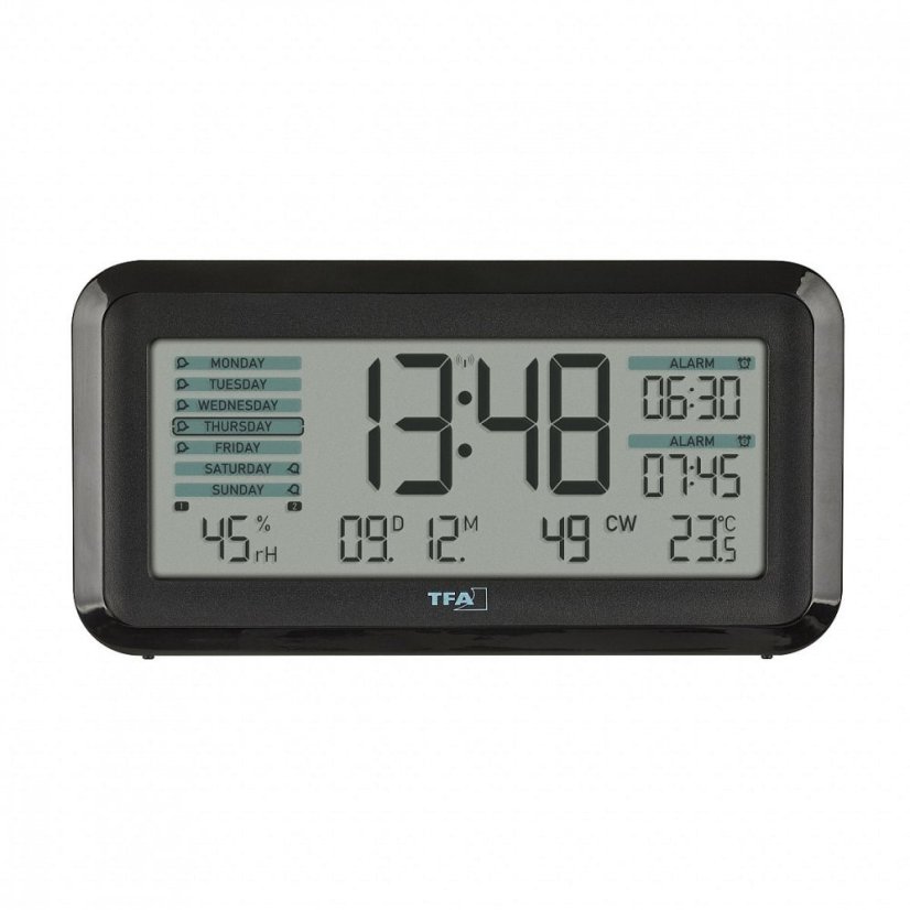 TFA 60.2562.01.GB - Rádiem řízený digitální budík BOXX2 s automatickým podsvícením