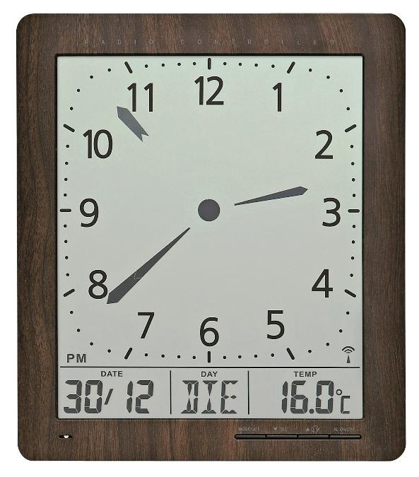 Digitální nástěnné i stolní hodiny 5893 AMS řízené rádiovým signálem 24cm