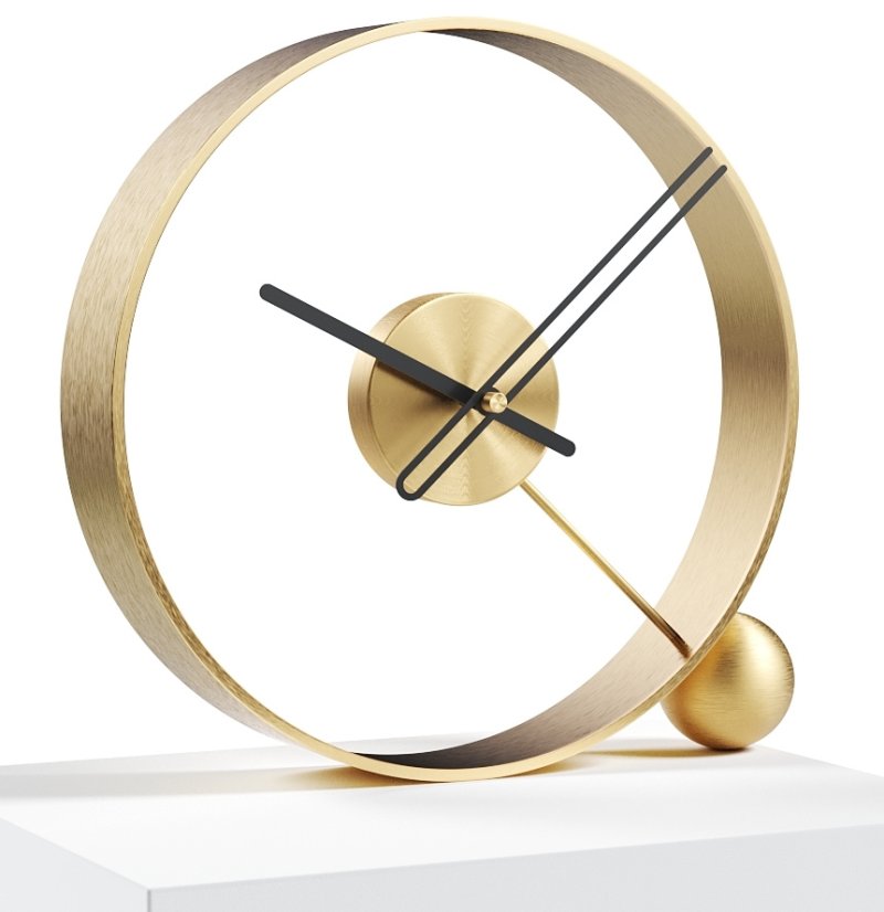 Dizajnové stolné hodiny Endless brushed gold/black 32cm