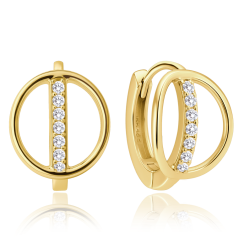 MINET Elegantné zlaté náušnice s bielymi zirkónmi Au 585/1000 1,75g