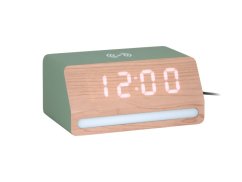 LED hodiny-budík 6078GR Karlsson s nabíječkou smartphonů 16cm