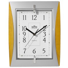 Nástěnné hodiny MPM Xaver - stříbrno-světle dřevěné - WO110-C