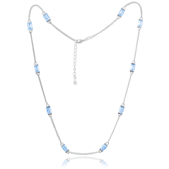 MINET Stříbrný náhrdelník s modrými zirkony Ag 925/1000 10,85g
