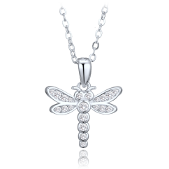 MINET Dětské stříbrné náušnice vážka se zirkony